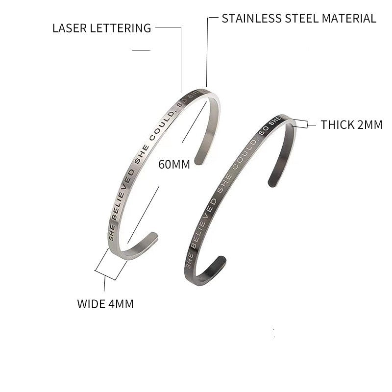 Elegant C Shape Letter Stainless Steel Plating Cuff Bracelets