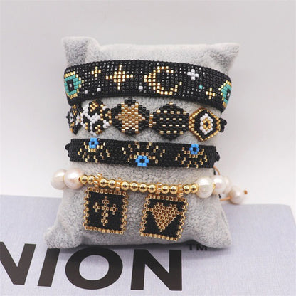 Ethnic Style Bohemian Star Moon Heart Shape Glass Beaded Handmade Unisex Bracelets