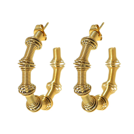 1 Pair Ig Style Vintage Style C Shape Plating Inlay Titanium Steel 18k Gold Plated Ear Studs