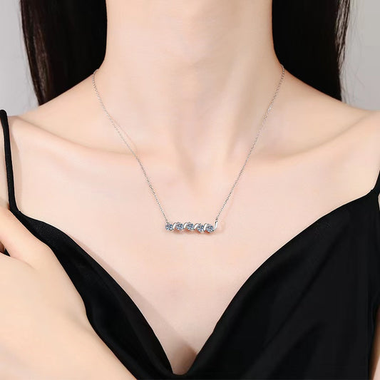 Elegant Luxurious Geometric Sterling Silver Plating Inlay Zircon White Gold Plated Necklace