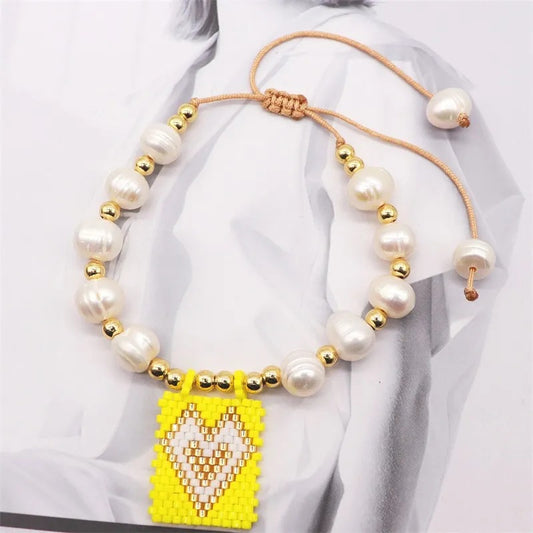 Ethnic Style Bohemian Devil's Eye Heart Shape Glass Beaded Handmade Unisex Bracelets