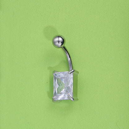 Sexy Square Stainless Steel Zircon Belly Ring In Bulk