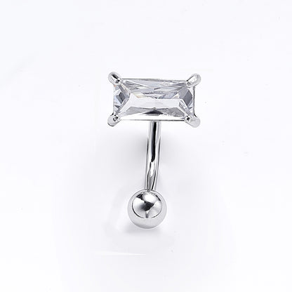 Sexy Square Stainless Steel Zircon Belly Ring In Bulk