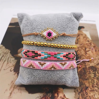 Ethnic Style Bohemian Eye Glass Beaded Handmade Women's Bracelets