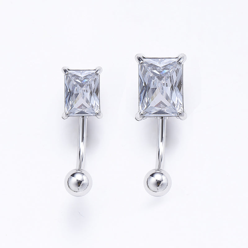 Sexy Square Stainless Steel Zircon Belly Ring In Bulk