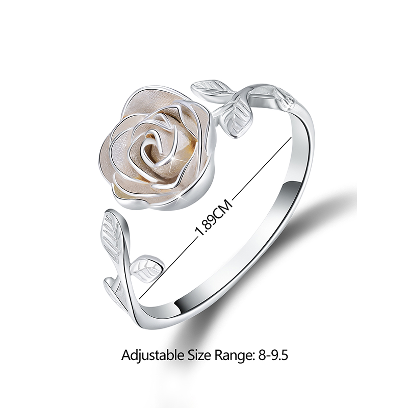 Glam Romantic Rose Sterling Silver Carving Open Rings