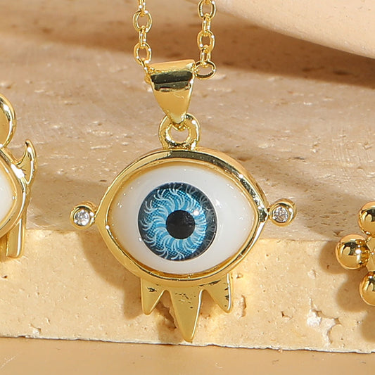 Ethnic Style Devil's Eye Brass Plating Inlay Resin 14k Gold Plated Women's Pendant Necklace