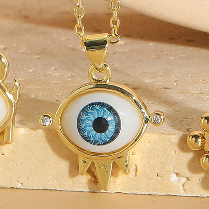 Ethnic Style Devil's Eye Brass Plating Inlay Resin 14k Gold Plated Women's Pendant Necklace