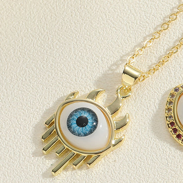 Ethnic Style Devil's Eye Brass Plating Inlay Resin 14k Gold Plated Women's Pendant Necklace