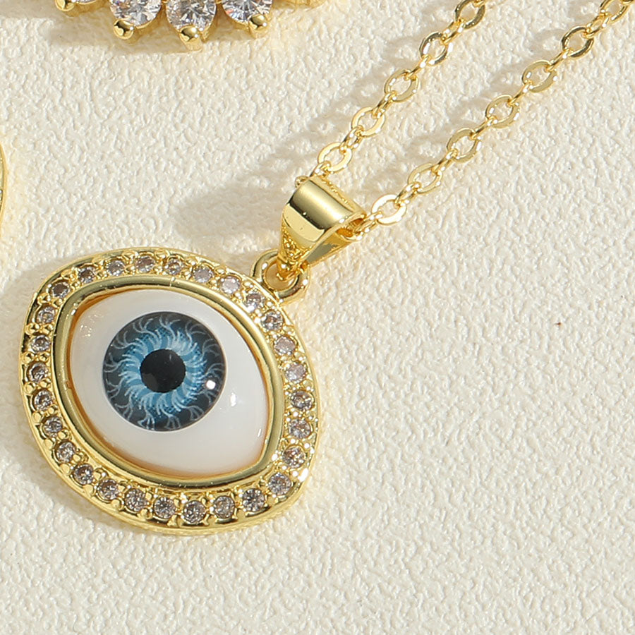 Ethnic Style Devil's Eye Brass Plating Inlay Resin 14k Gold Plated Women's Pendant Necklace