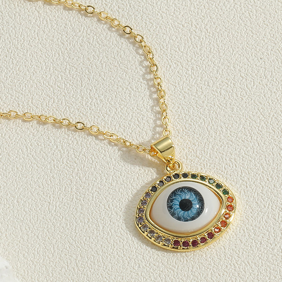 Ethnic Style Devil's Eye Brass Plating Inlay Resin 14k Gold Plated Women's Pendant Necklace