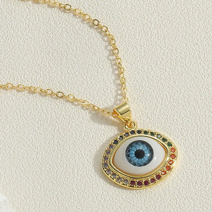 Ethnic Style Devil's Eye Brass Plating Inlay Resin 14k Gold Plated Women's Pendant Necklace