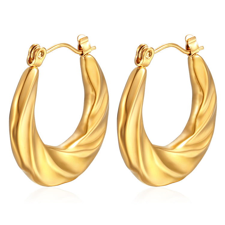 1 Pair Simple Style Classic Style Solid Color Plating Stainless Steel Gold Plated Earrings