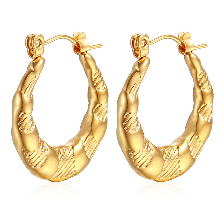 1 Pair Simple Style Classic Style Solid Color Plating Stainless Steel Gold Plated Earrings