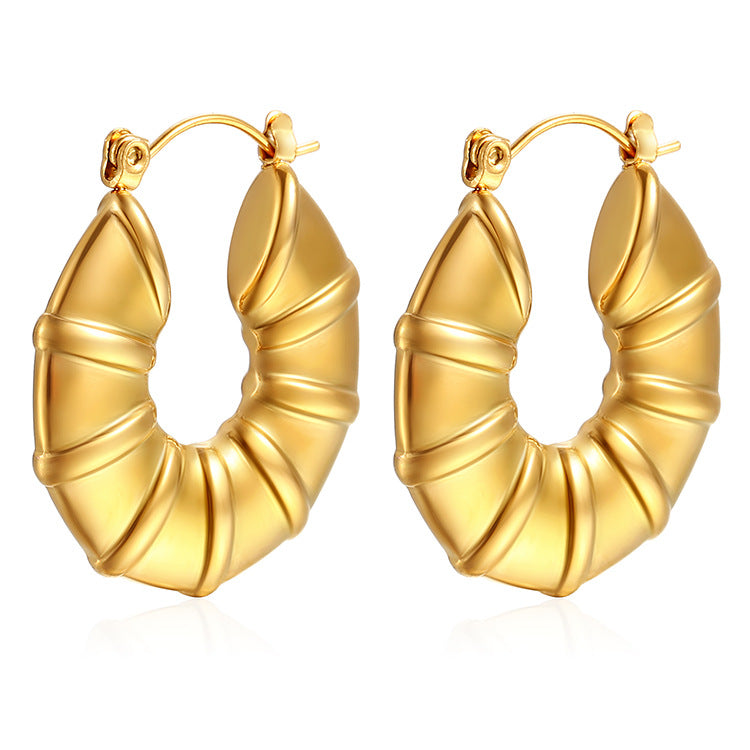 1 Pair Simple Style Classic Style Solid Color Plating Stainless Steel Gold Plated Earrings