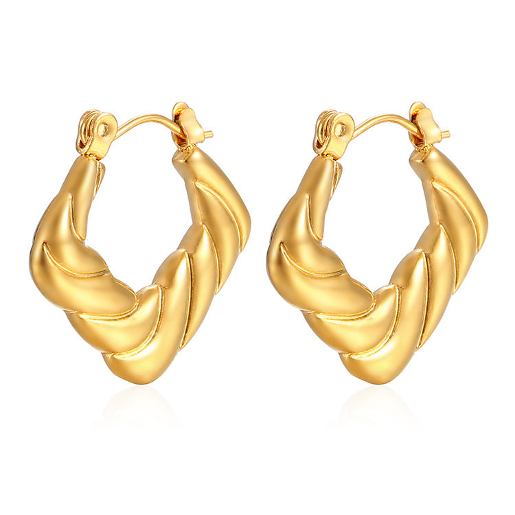 1 Pair Simple Style Classic Style Solid Color Plating Stainless Steel Gold Plated Earrings