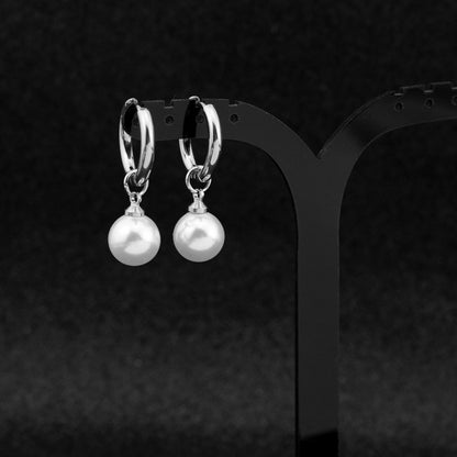 1 Pair Simple Style Pearl Polishing Stainless Steel Drop Earrings