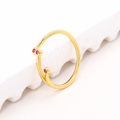 Simple Style Square Copper Inlay Zircon Open Rings