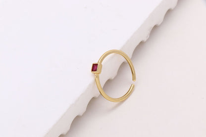 Simple Style Square Copper Inlay Zircon Open Rings