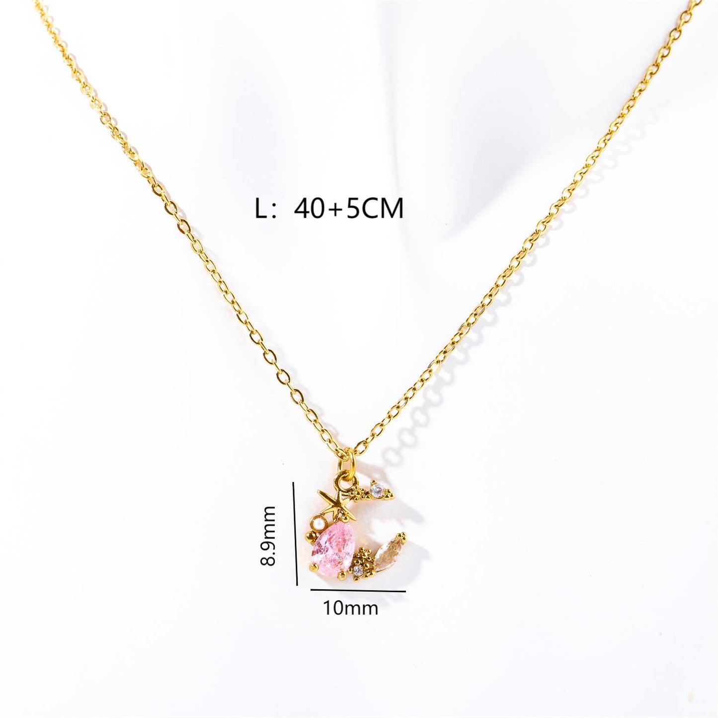 Simple Style Moon Butterfly Stainless Steel Plating 18k Gold Plated Necklace