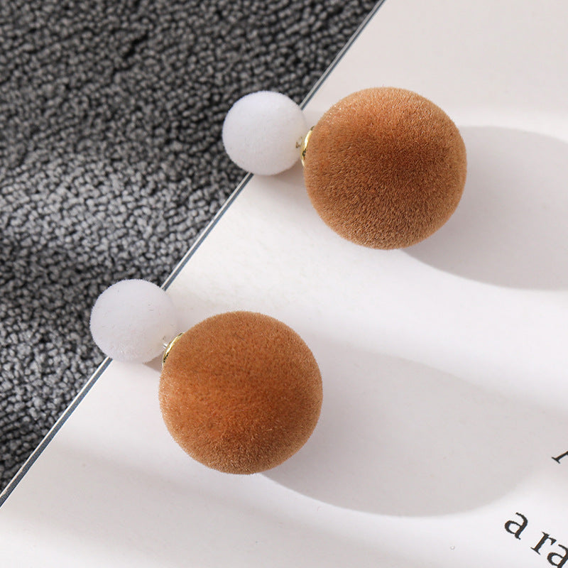 1 Pair Simple Style Ball Plating Flocking Metal Ear Studs