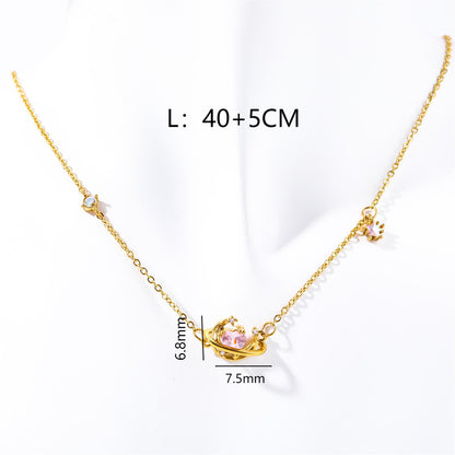 Simple Style Moon Butterfly Stainless Steel Plating 18k Gold Plated Necklace