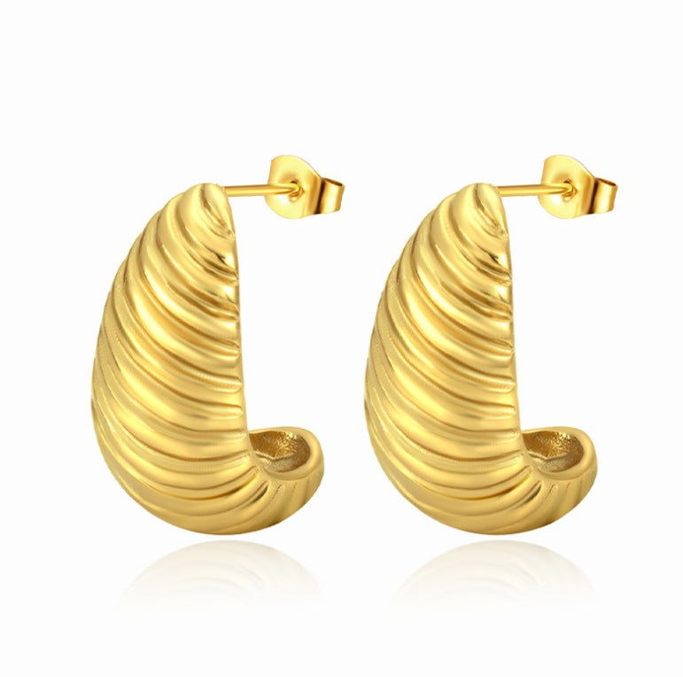 1 Pair Simple Style Classic Style Solid Color Plating Titanium Steel 18k Gold Plated Ear Studs