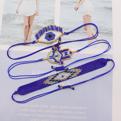 Casual Vintage Style Devil's Eye Glass Rope Handmade Women's Bracelets