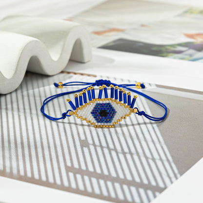 Casual Vintage Style Devil's Eye Glass Rope Handmade Women's Bracelets