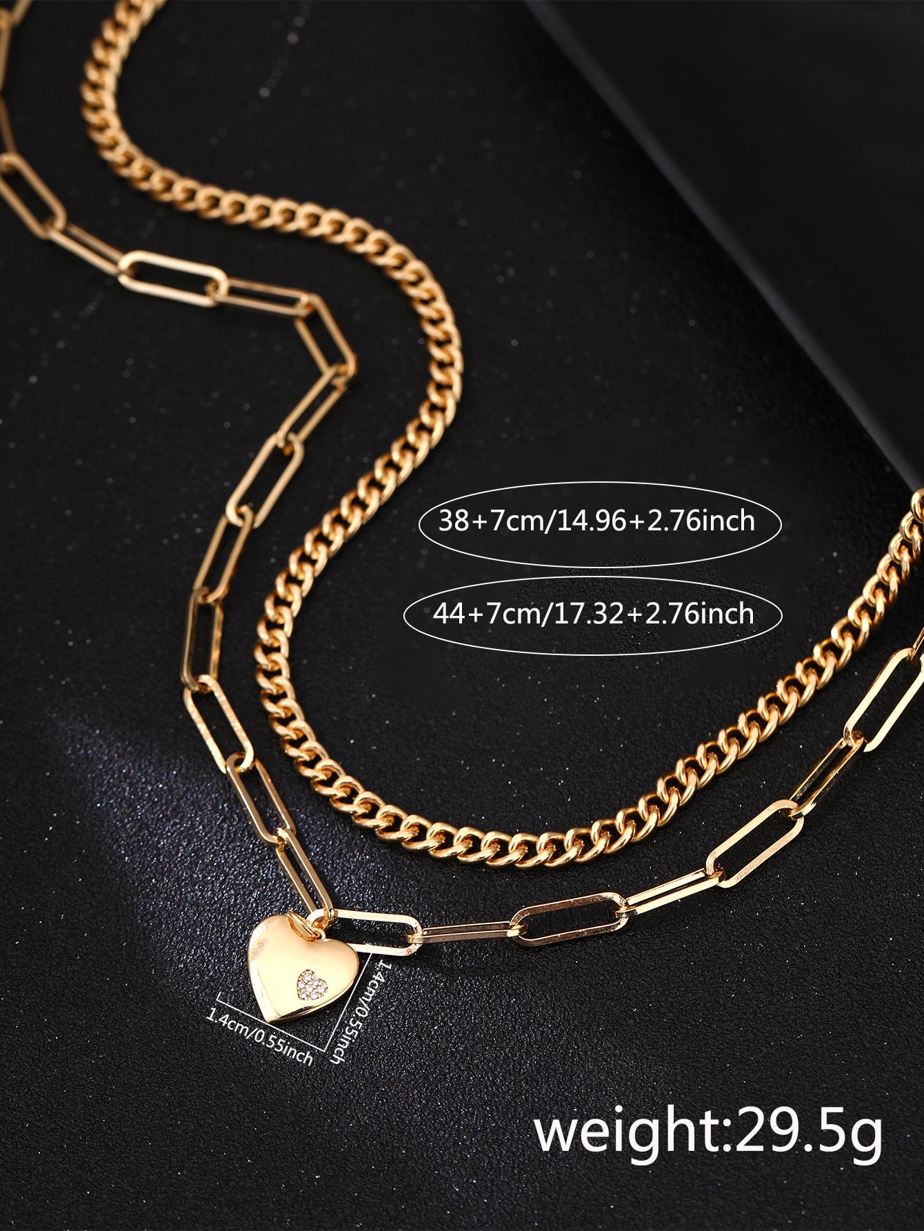 Vacation Heart Shape Iron Copper Inlay Zircon Women's Double Layer Necklaces