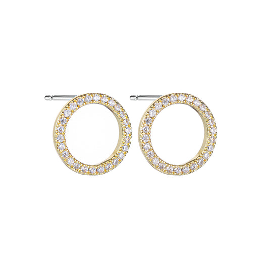 1 Pair Simple Style Circle Round Inlay Copper Alloy Zircon 18k Gold Plated White Gold Plated Ear Studs