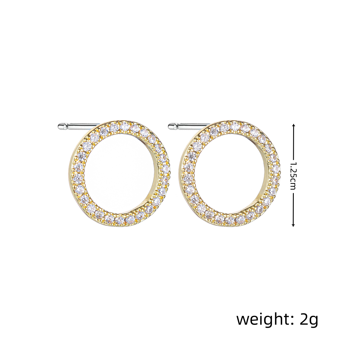 1 Pair Simple Style Circle Round Inlay Copper Alloy Zircon 18k Gold Plated White Gold Plated Ear Studs