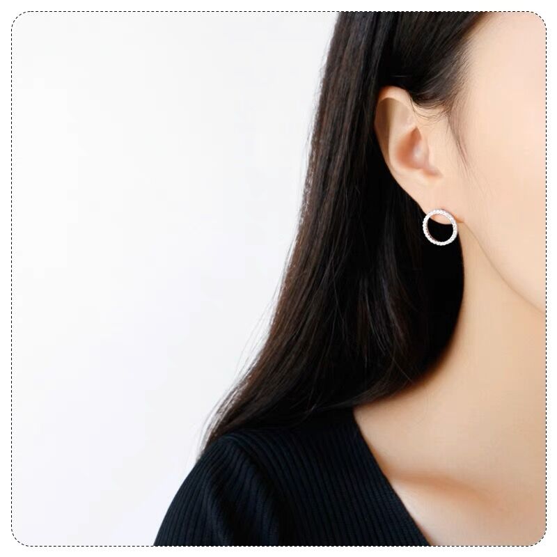 1 Pair Simple Style Circle Round Inlay Copper Alloy Zircon 18k Gold Plated White Gold Plated Ear Studs