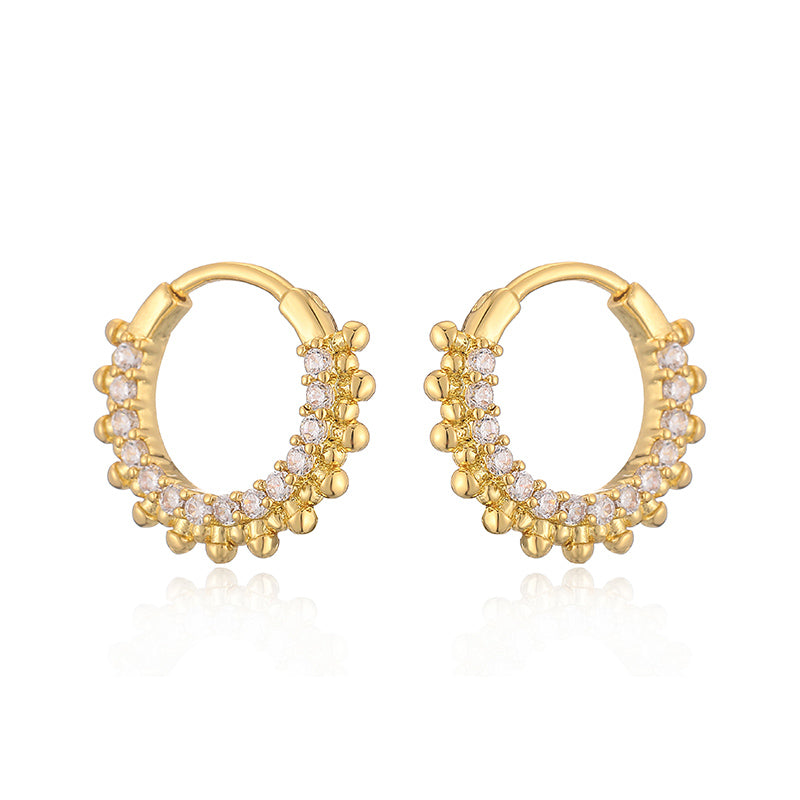 1 Pair Casual Vintage Style Round Plating Inlay Copper Zircon 18k Gold Plated Earrings