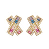 1 Pair Elegant Luxurious Color Block Plating Inlay Copper Zircon 18k Gold Plated Ear Studs