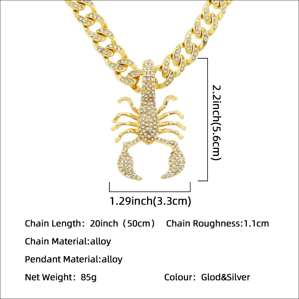 Hip-hop Scorpion Alloy Inlay Zircon Men's Pendant Necklace