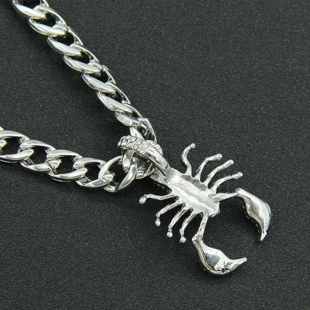 Hip-hop Scorpion Alloy Inlay Zircon Men's Pendant Necklace