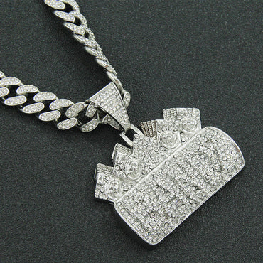 Hip-hop Solid Color Alloy Inlay Zircon Men's Pendant Necklace