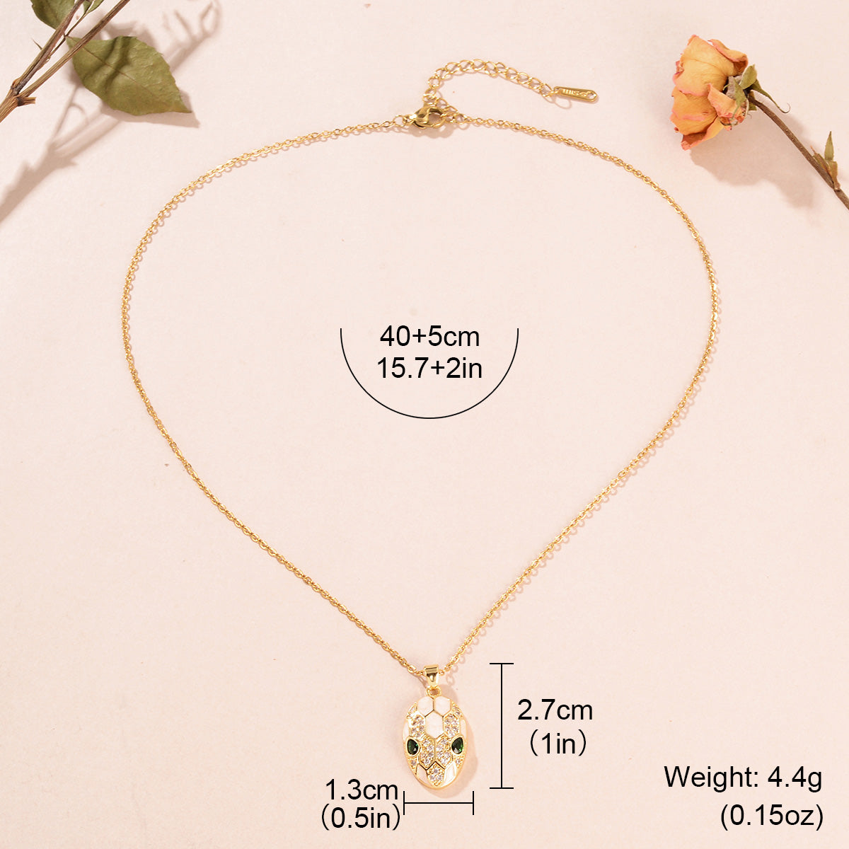 Simple Style Snake Copper Plating Inlay Zircon 18k Gold Plated Pendant Necklace