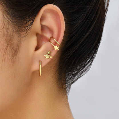 3 Pieces Simple Style Solid Color Copper Ear Cuffs