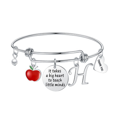 Casual Elegant Classic Style Letter Heart Shape Stainless Steel Plating Gold Plated Bangle