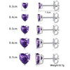 5 Pairs Elegant Simple Style Solid Color Heart Copper Zircon White Gold Plated Ear Studs