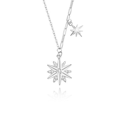 Simple Style Star Sterling Silver Plating Inlay Zircon Pendant Necklace