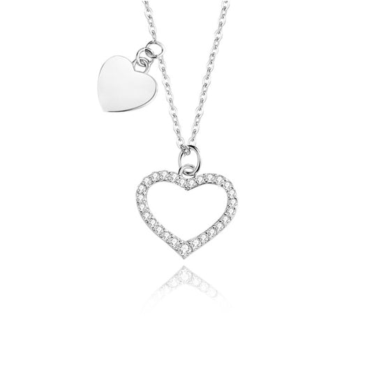 Elegant Simple Style Heart Shape Sterling Silver Plating Inlay Zircon Pendant Necklace