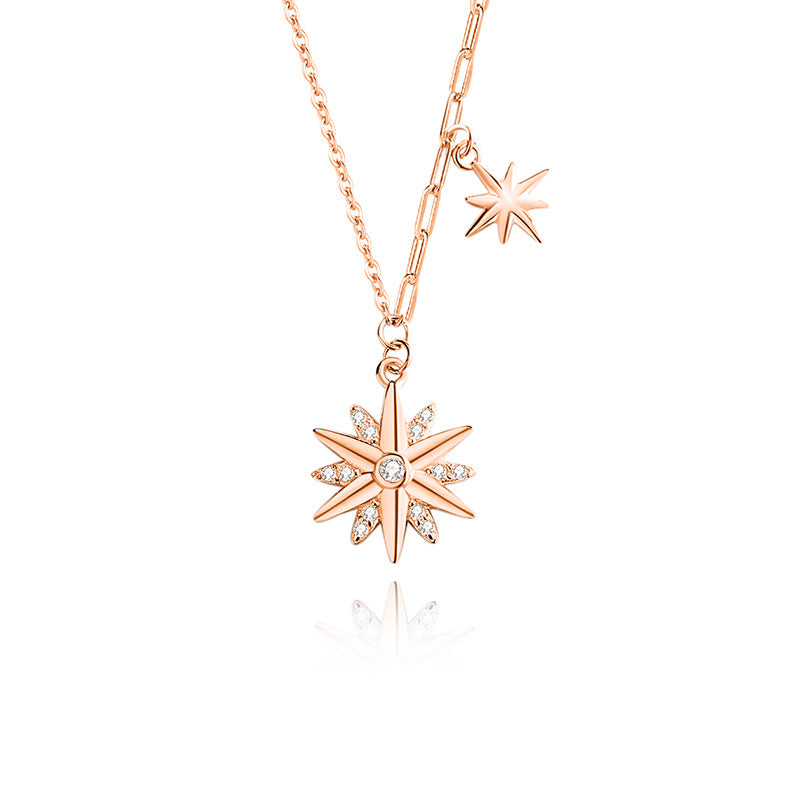 Simple Style Star Sterling Silver Plating Inlay Zircon Pendant Necklace