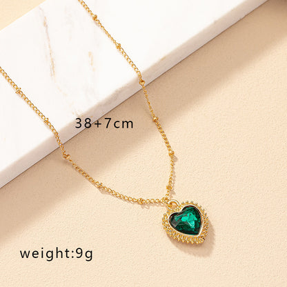 Simple Style Commute Heart Shape Zinc Alloy Inlay Gem Women's Pendant Necklace