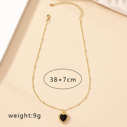 Simple Style Commute Heart Shape Zinc Alloy Inlay Gem Women's Pendant Necklace