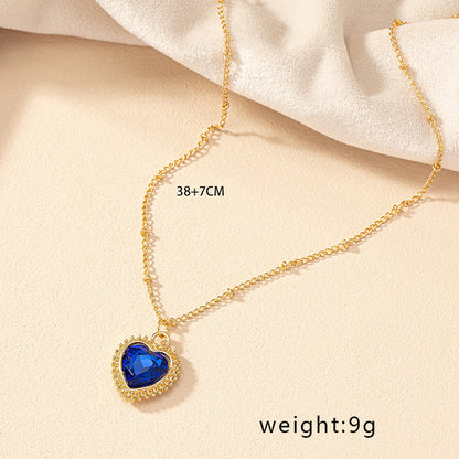 Simple Style Commute Heart Shape Zinc Alloy Inlay Gem Women's Pendant Necklace