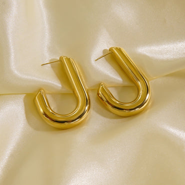 1 Pair Simple Style Solid Color Plating Titanium Steel Gold Plated Ear Studs