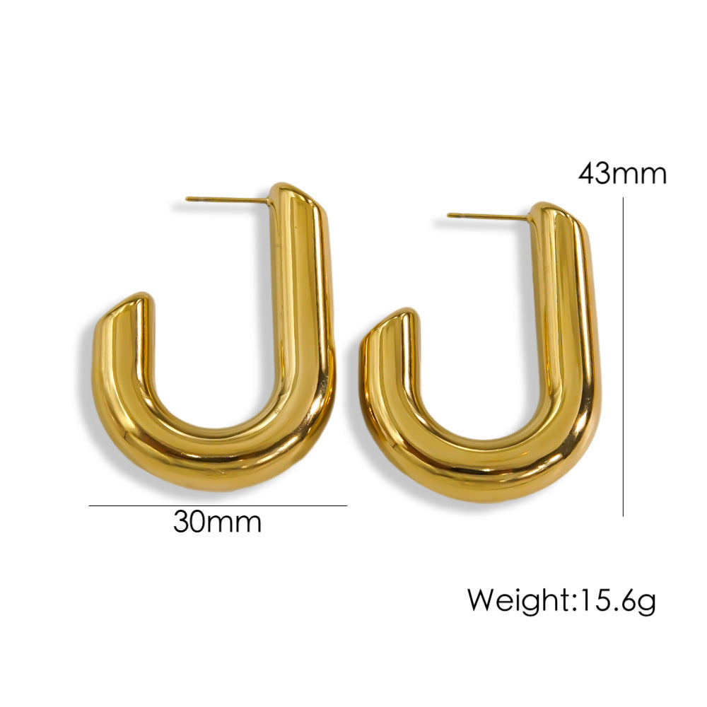 1 Pair Simple Style Solid Color Plating Titanium Steel Gold Plated Ear Studs